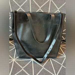 Madewell Black Leather Tote Bag